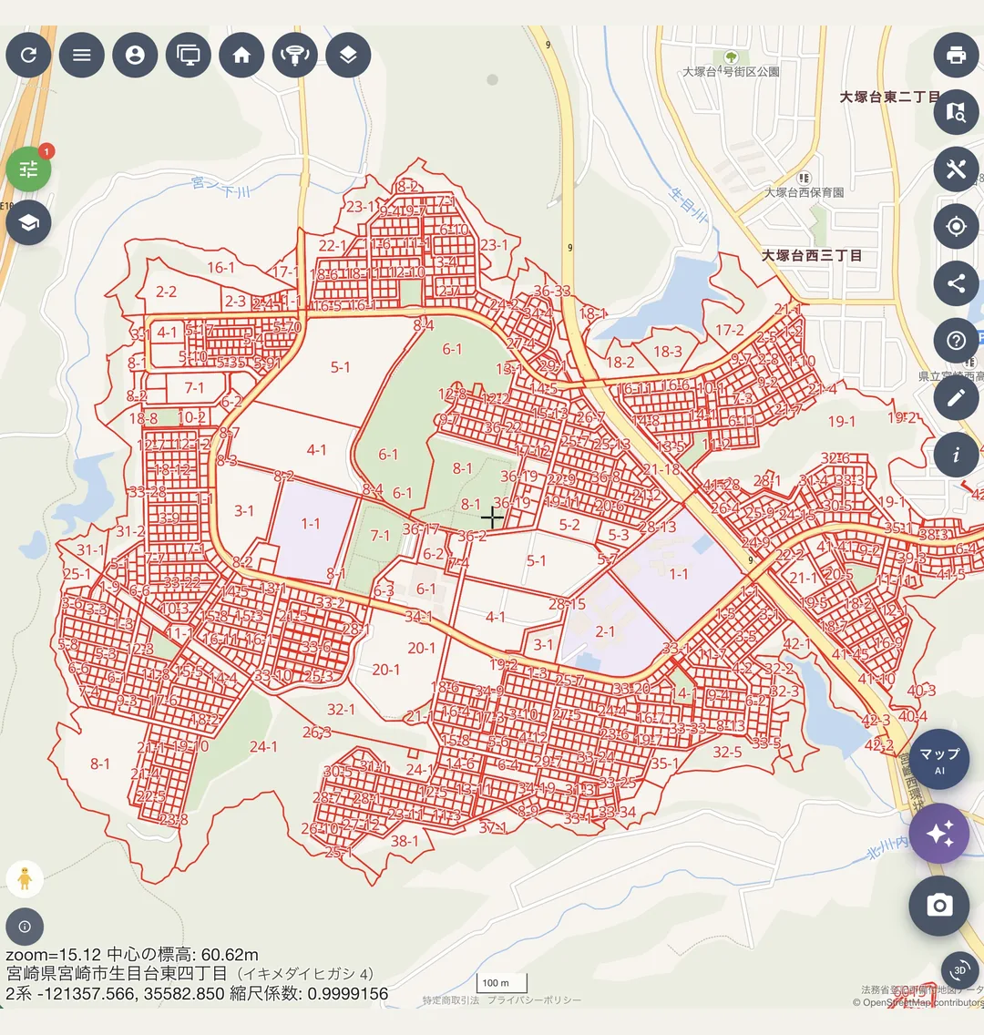 OH3 登記所地図 - 地番検索・分筆シミュレーション